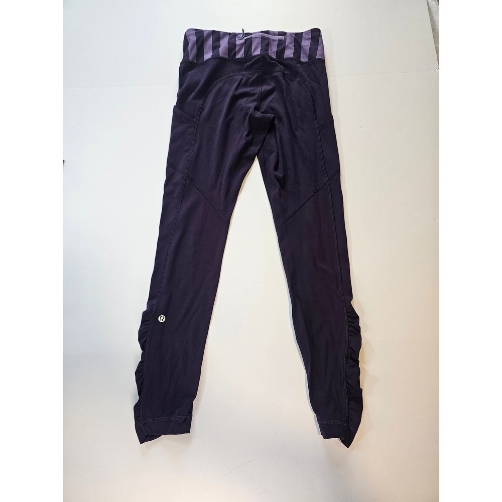 Lululemon Inspire Crop Leggings Women 4 Purple Mesh Ruched Running Pants - Picture 5 of 7